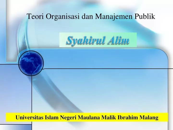 teori organisasi dan manajemen publik