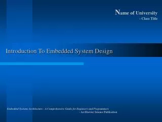 Introduction To Embedded System Design