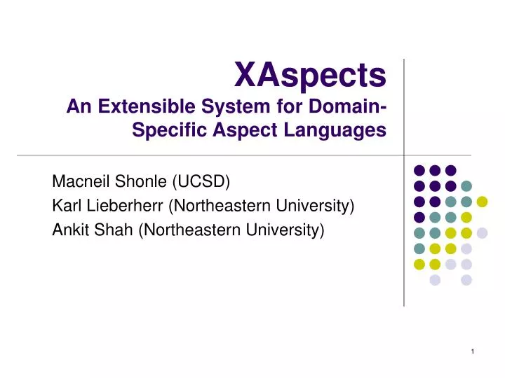 xaspects an extensible system for domain specific aspect languages
