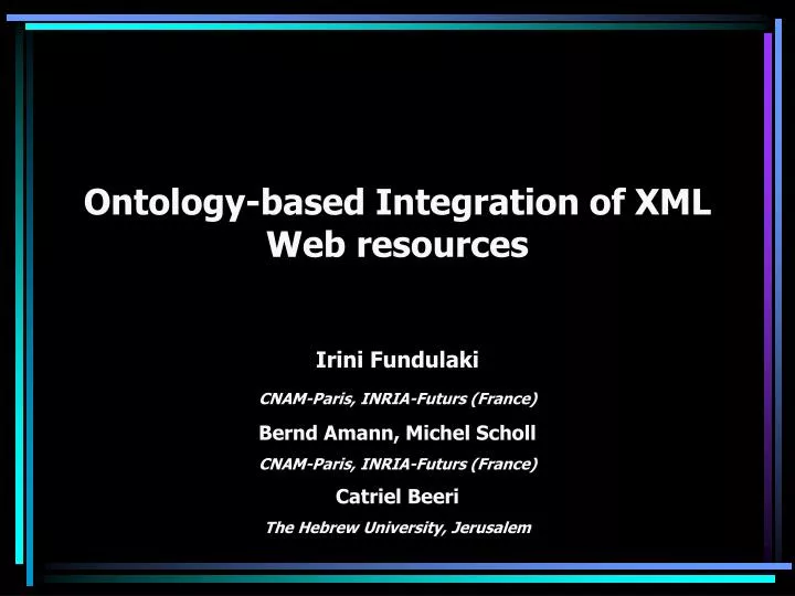 ontology based integration of xml web resources