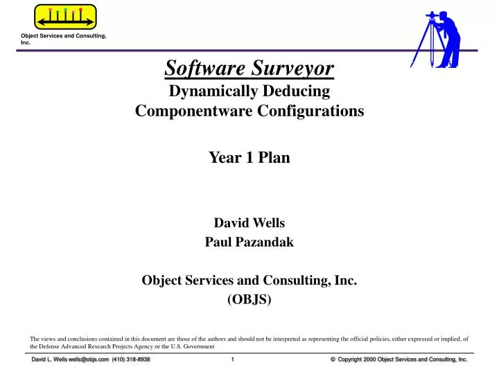software surveyor dynamically deducing componentware configurations year 1 plan