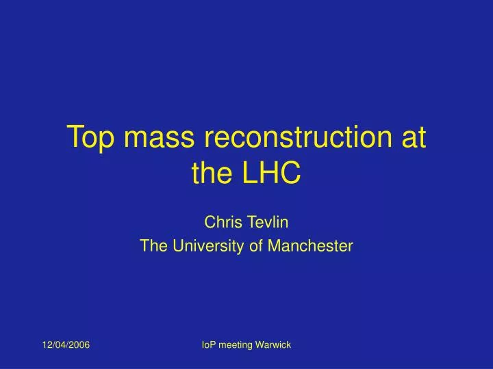 top mass reconstruction at the lhc