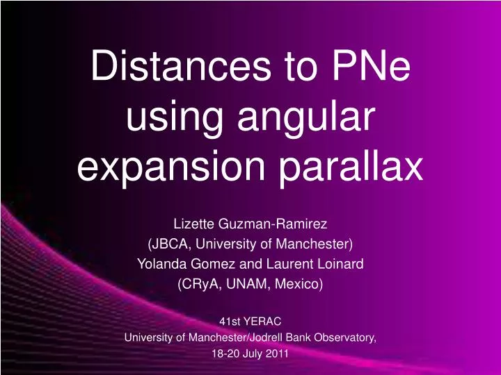 distances to pne using angular expansion parallax