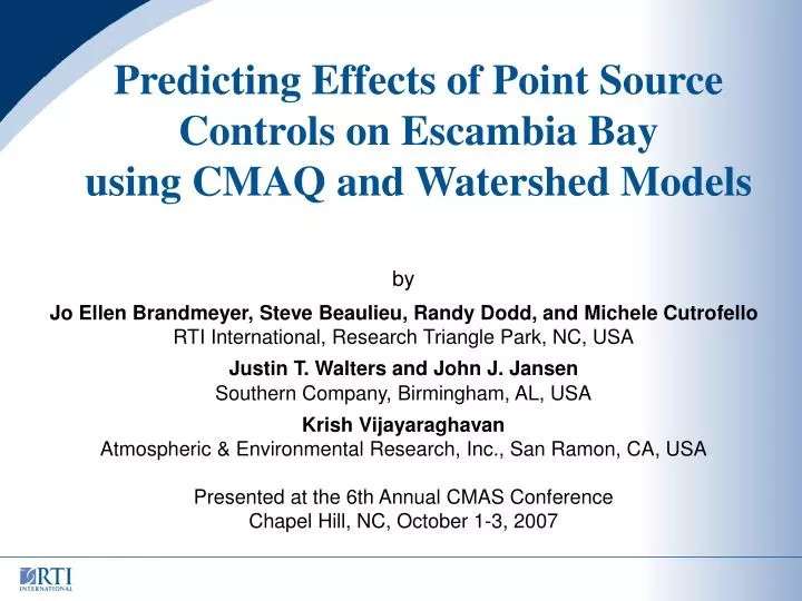 predicting effects of point source controls on escambia bay using cmaq and watershed models