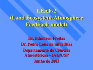 leaf 2 land ecosystem atmosphere feedback model