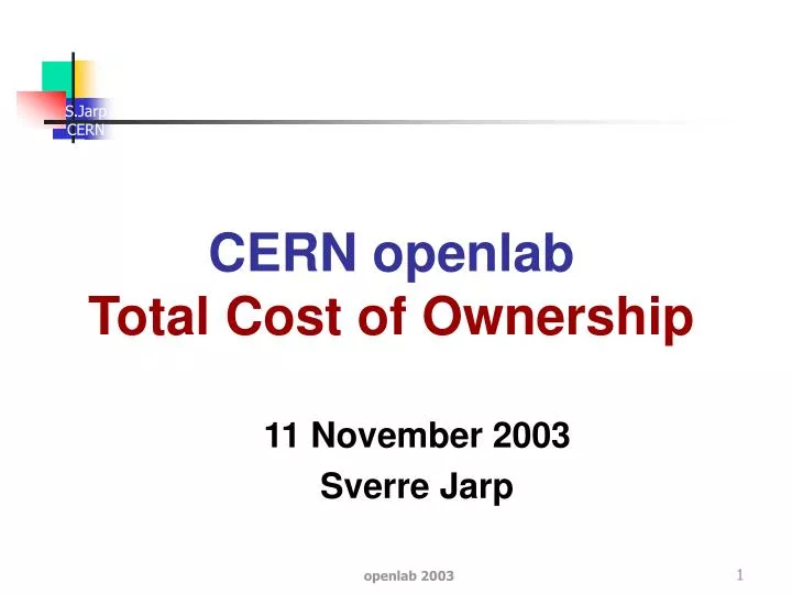 cern openlab total cost of ownership