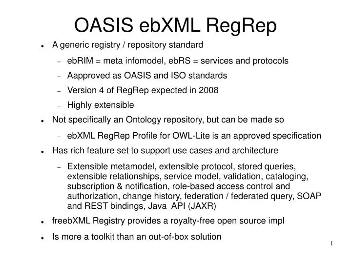 oasis ebxml regrep
