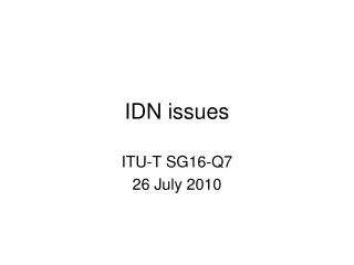 IDN issues
