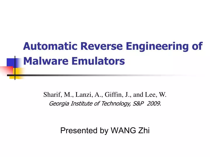 automatic reverse engineering of malware emulators