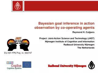 Bayesian goal inference in action observation by co-operating agents
