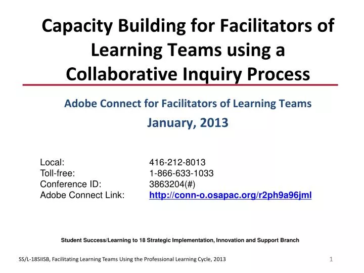 capacity building for facilitators of learning teams using a collaborative inquiry process