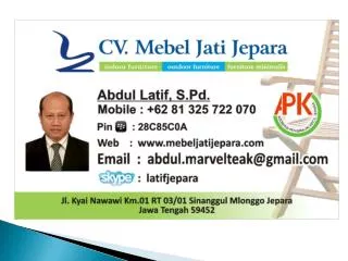 CV. MEBEL JATI JEPARA AND APKJ THE SVLK GROUP VERIFICATION FOR SMEs