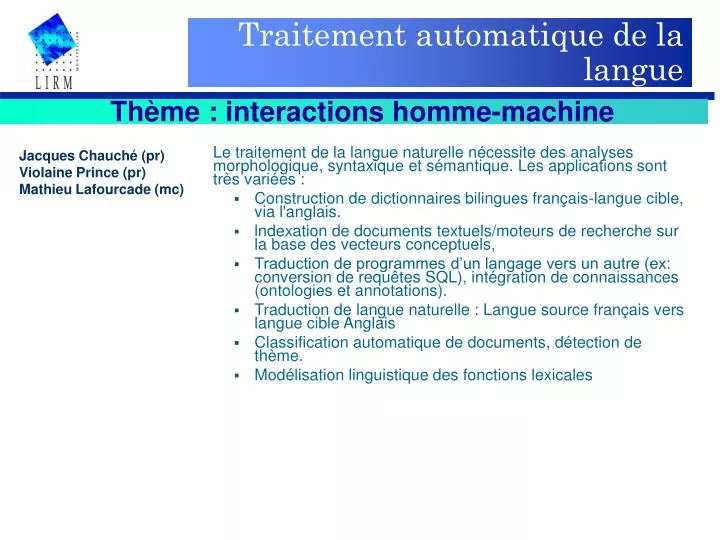 traitement automatique de la langue