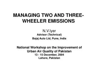 MANAGING TWO AND THREE-WHEELER EMISSIONS