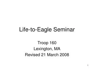 Life-to-Eagle Seminar