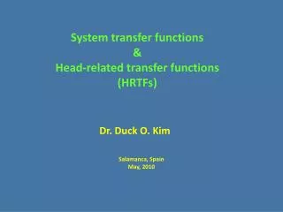 System transfer functions &amp; Head-related transfer functions (HRTFs)