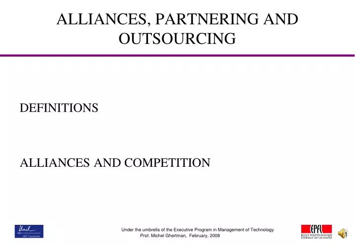 alliances partnering and outsourcing