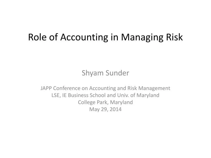 role of accounting in managing risk