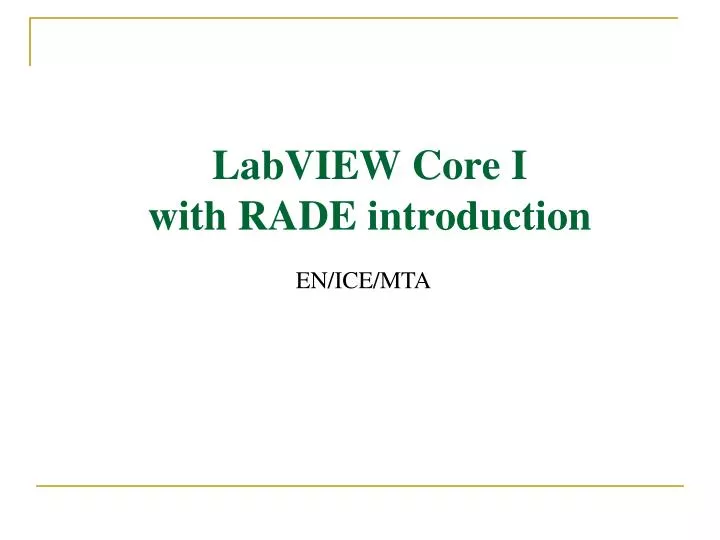 labview core i with rade introduction