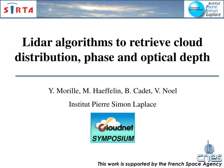 lidar algorithms to retrieve cloud distribution phase and optical depth