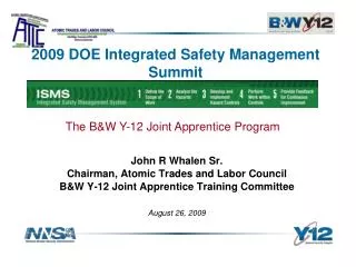 2009 DOE Integrated Safety Management Summit