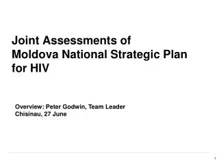 Joint Assessments of Moldova National Strategic Plan for HIV