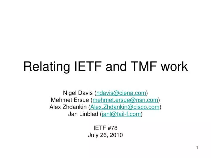 relating ietf and tmf work