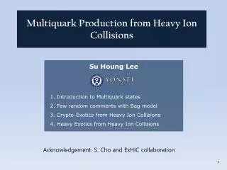 Su Houng Lee 1. Introduction to Multiquark states 2. Few random comments with Bag model