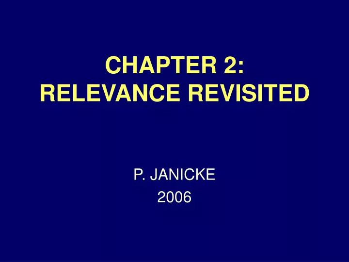 chapter 2 relevance revisited