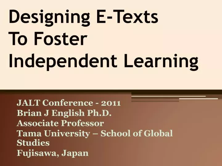 designing e texts to foster independent learning