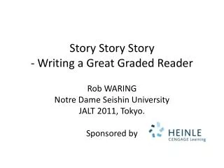 Story Story Story - Writing a Great Graded Reader
