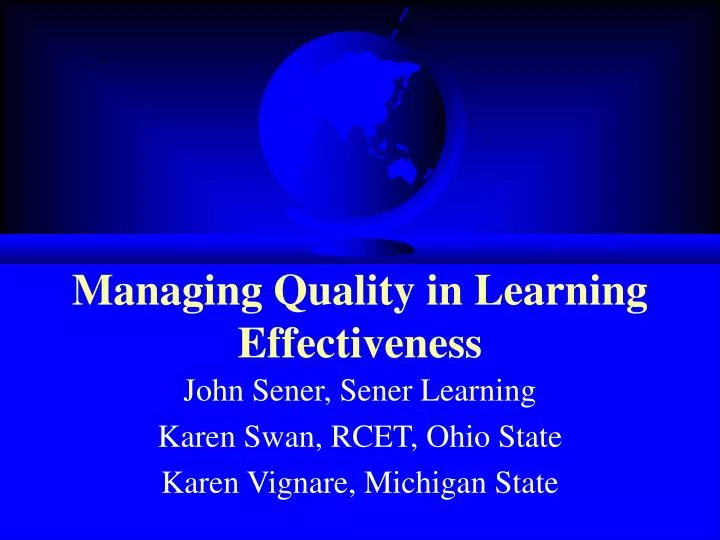 managing quality in learning effectiveness