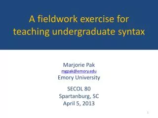 A fieldwork exercise for teaching undergraduate syntax