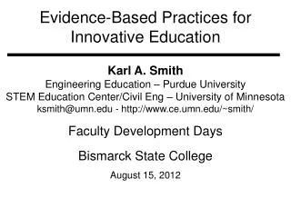 Evidence-Based Practices for Innovative Education