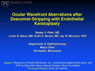 Ocular Wavefront Aberrations after Descemet-Stripping with Endothelial Keratoplasty