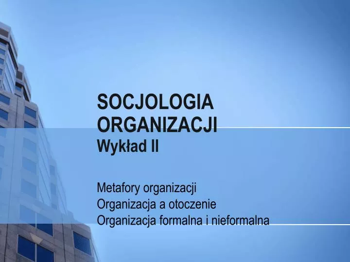 socjologia organizacji wyk ad ii