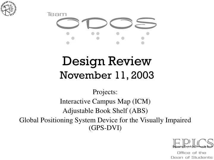 design review november 11 2003