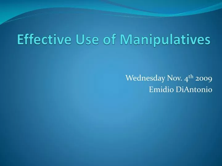 effective use of manipulatives