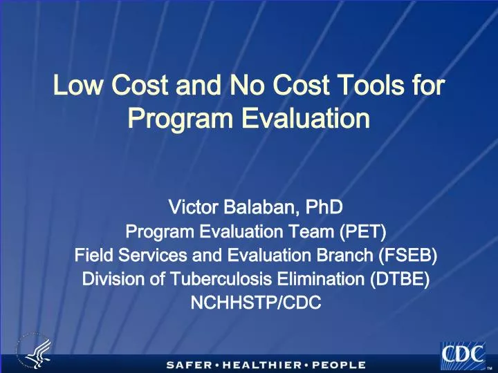 low cost and no cost tools for program evaluation