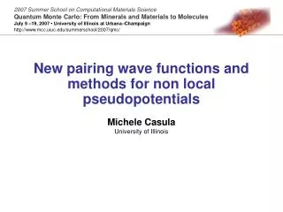 New pairing wave functions and methods for non local pseudopotentials Michele Casula