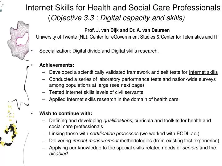 internet skills for health and social care professionals objective 3 3 digital capacity and skills