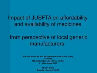Towards equitable and affordable medicine prices policy in Jordan