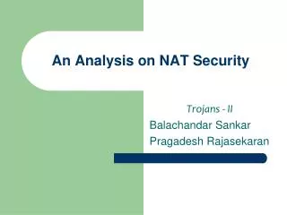 An Analysis on NAT Security