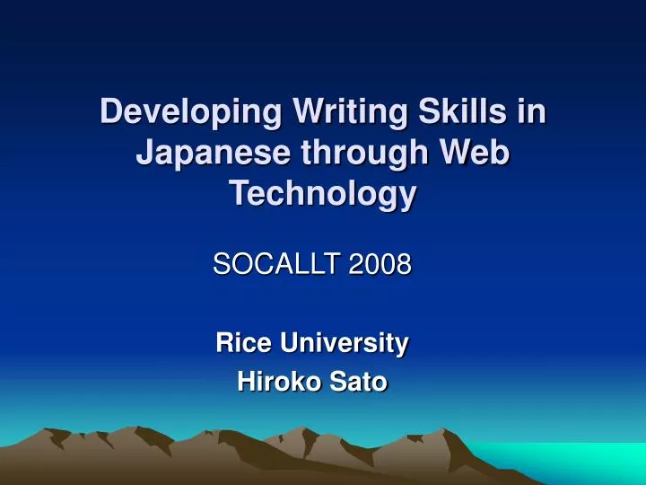 developing writing skills in japanese through web technology