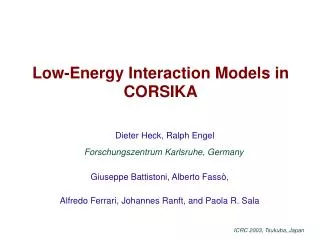 Low-Energy Interaction Models in CORSIKA