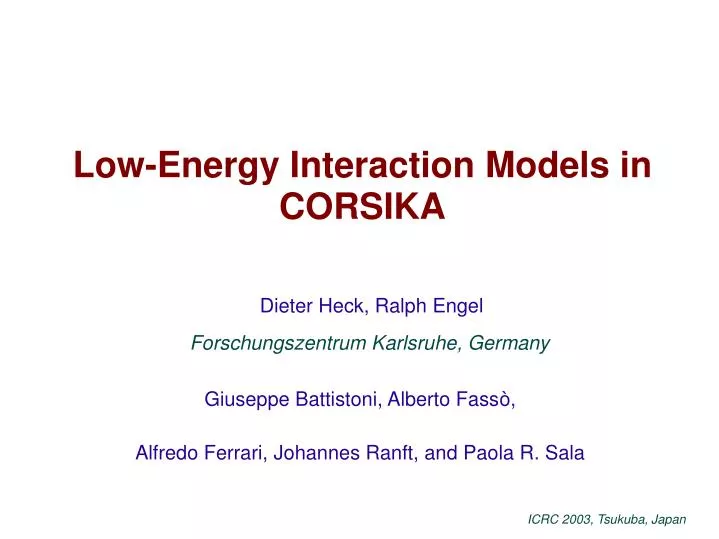 low energy interaction models in corsika