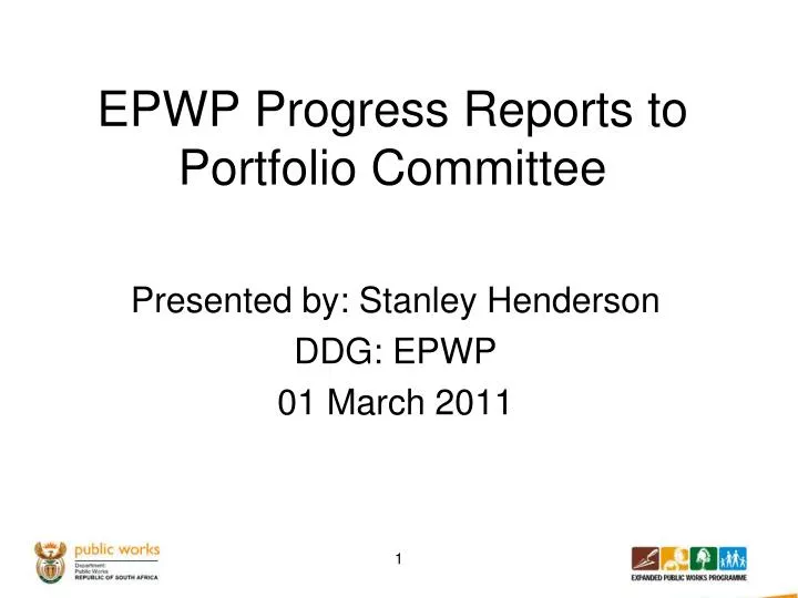 epwp progress reports to portfolio committee