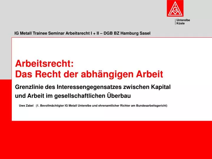 ig metall trainee seminar arbeitsrecht i ii dgb bz hamburg sasel