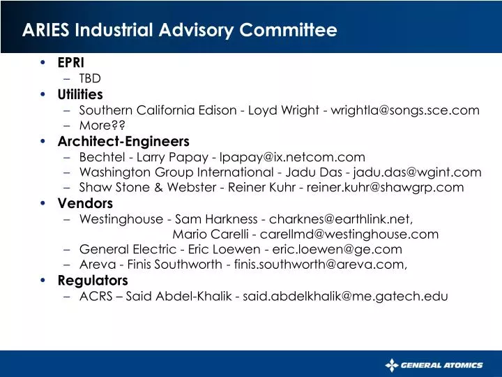aries industrial advisory committee