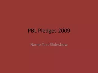 PBL Pledges 2009